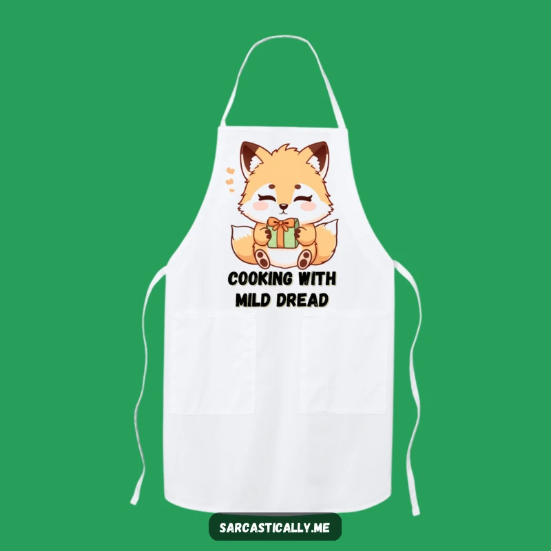 Funny Fox Sigh Apron: Sarcastic Eyebrow Raise Kitchen Gift