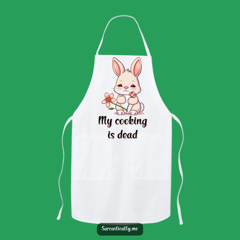 Funny Bunny Apron: Deadpan Chef with Wilting Flower