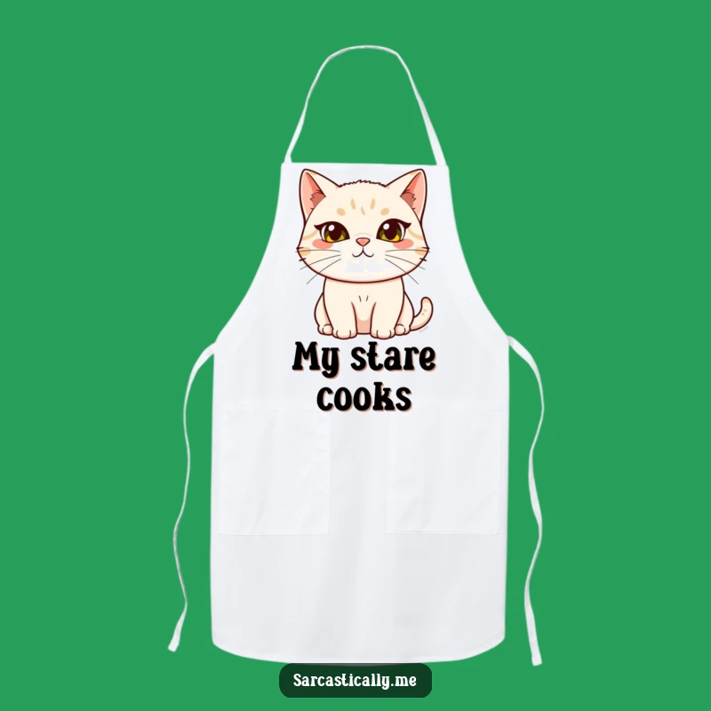 Funny Cat Apron: Sarcastic Chef with Eyebrow Raise
