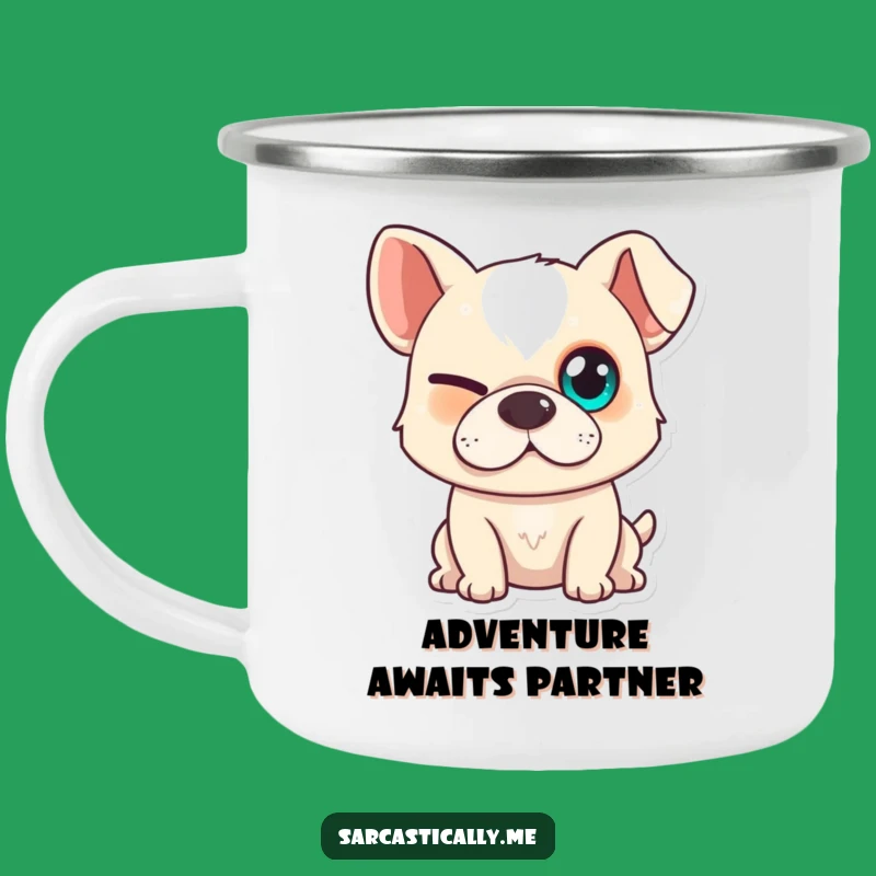 Funny Dog Camping Mug - Playful Smirk Enamel Cup, Hilarious Outdoor Gift for Campers