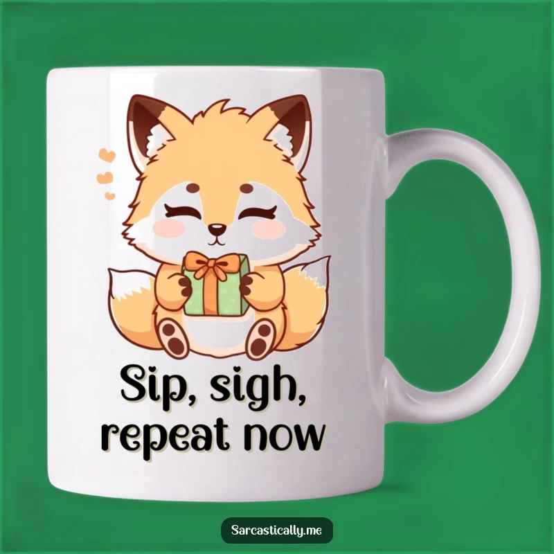Funny Fox Sigh Mug: Reluctant Gift Acceptance Humor Gift