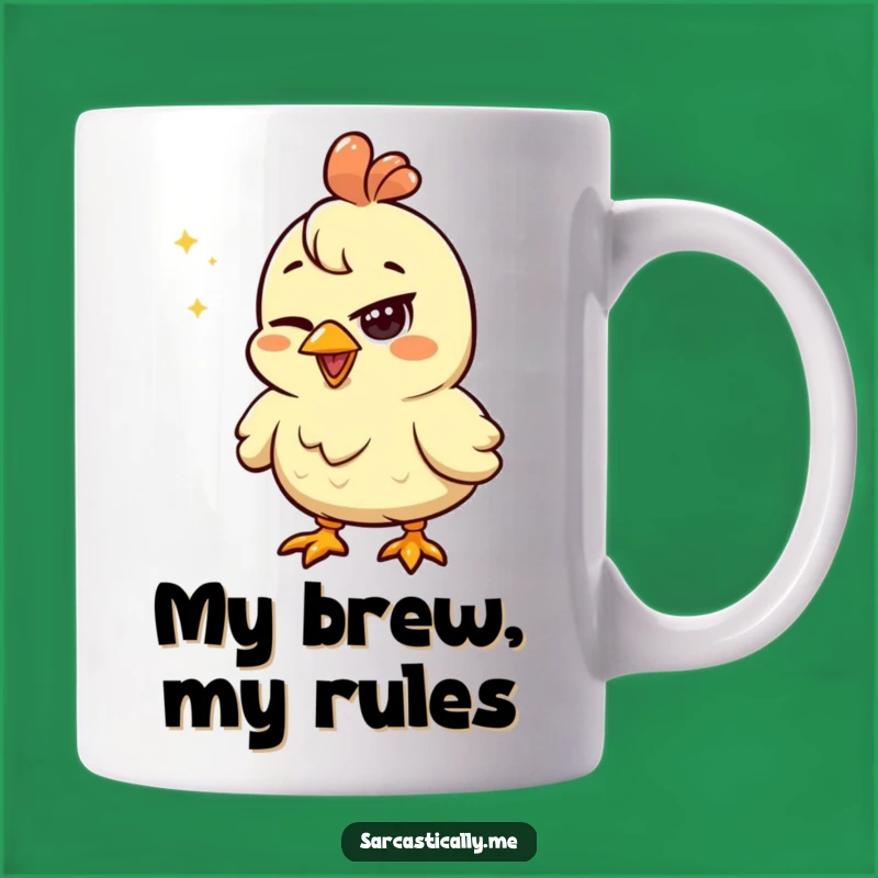 Funny Chicken Squint Mug: Unimpressed Shiny Object Humor Gift