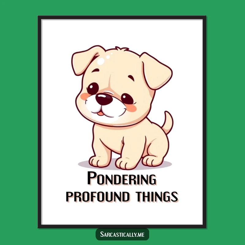 Funny Puppy Smirk Digital Art: Slow Wagging Tail Sarcastic Print Gift