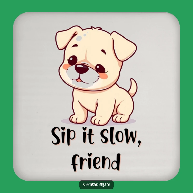 Funny Puppy Smirk Coaster: Slow Wagging Tail Protective Drink Gift