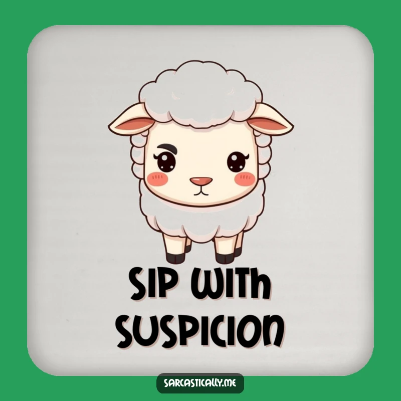 Funny Sheep Coaster - Sarcastic Eyebrow Protection, Humorous Funny Gift for Table