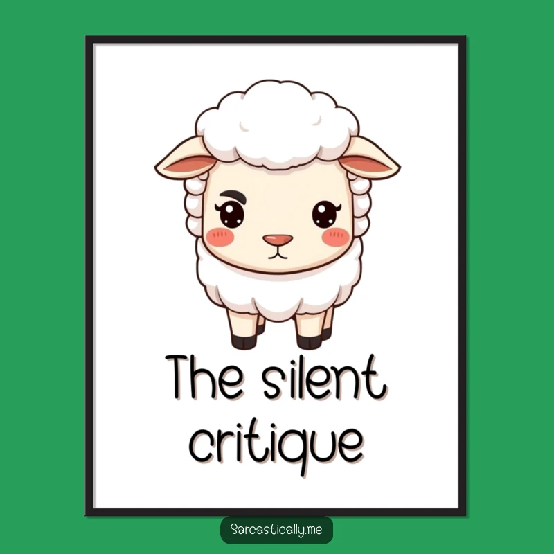 Funny Sheep Poster - Sarcastic Eyebrow Art, Hilarious Wall Decor Gift for Sheep Enthusiasts