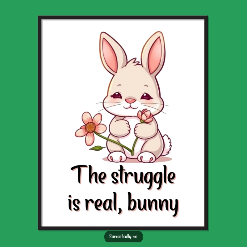 Funny Free Printable Wall Art: Deadpan Bunny Wilting Flower - Downloadable Decor