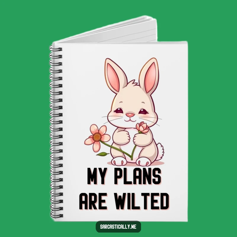 Funny Bunny Notebook: Deadpan Expression, Wilting Flower